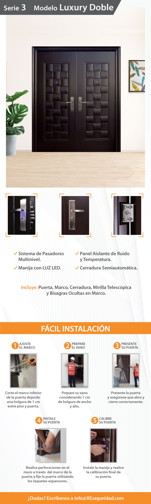 Puerta de Seguridad Doble Izquierda Luxury XE Seguridad
